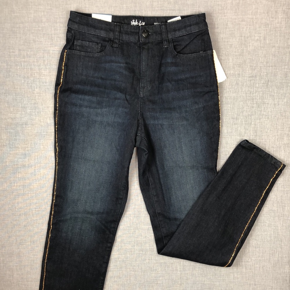 Style & Co Chain Link High Rise Skinny Jeans Sizes 6 & 12 - Picture 2 of 6